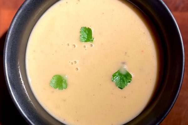 Black salsify and Brussels sprouts velouté
