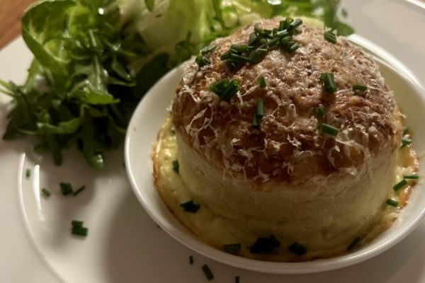 Blue cheese soufflé, double baked