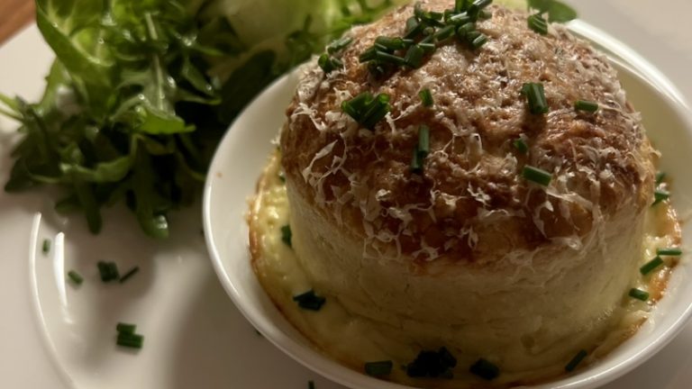 Blue cheese soufflé, double baked